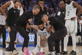 Jayson Tatum est sur la touche pour de longs mois en raison d'une rupture d'un tendon d'Achille KEYSTONE/AP/Frank Franklin II